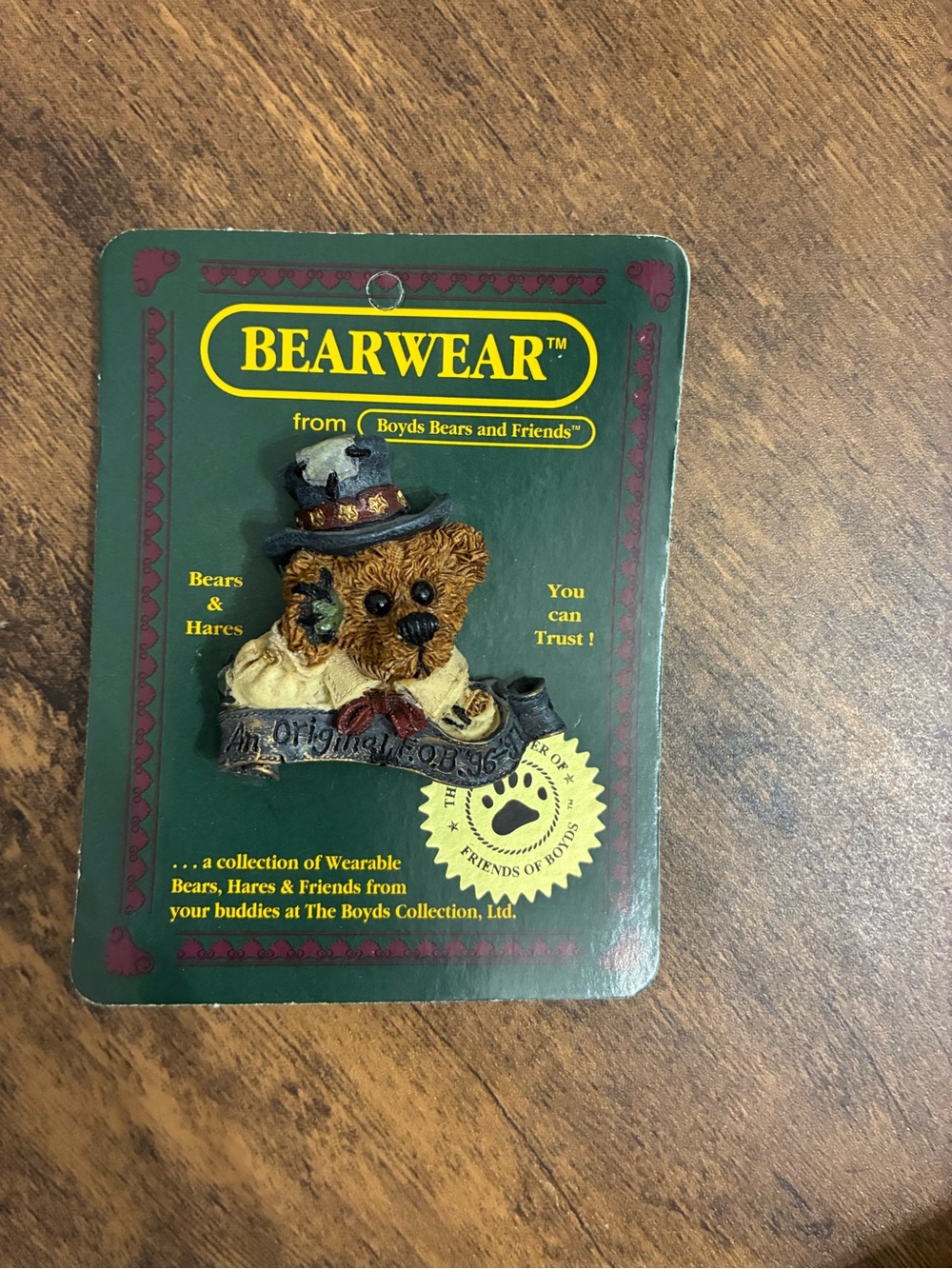 Bearwear Boyds Bears Teddy Pin Uncle Elliot Original FOB
